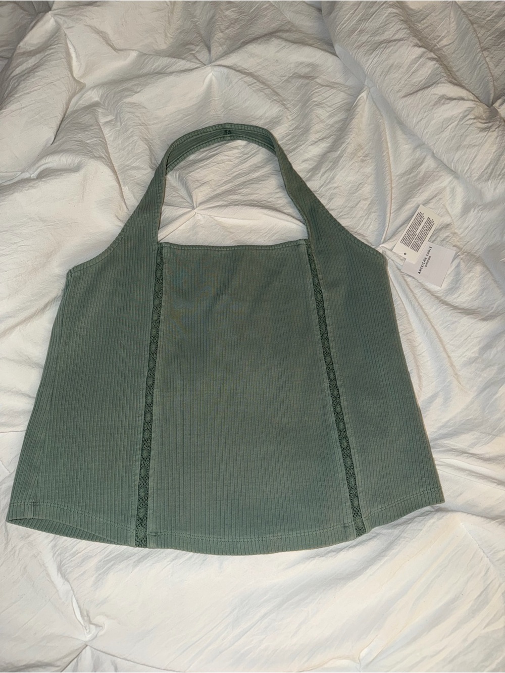 AE green ribbed halter top